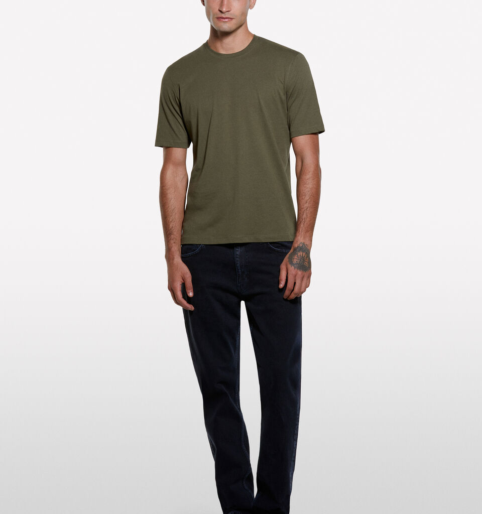 Olive green regular fit short sleeve t-shirt - men's short sleeve t-shirts - Dark Green | Sisley image number 1